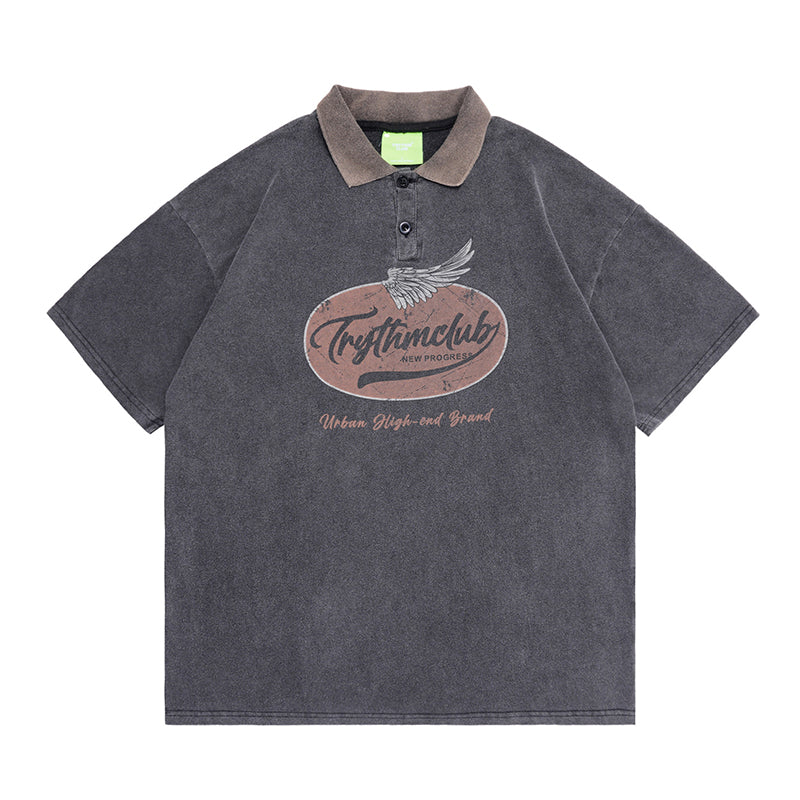 Vintage Washed Cotton Polo Shirts for Men - Summer Tees