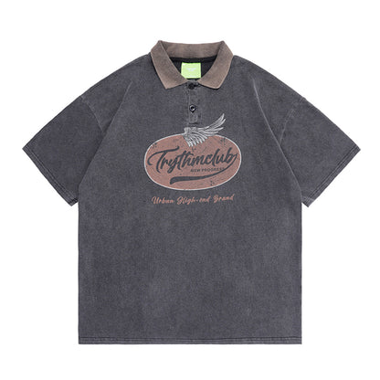 Vintage Washed Cotton Polo Shirts for Men - Summer Tees