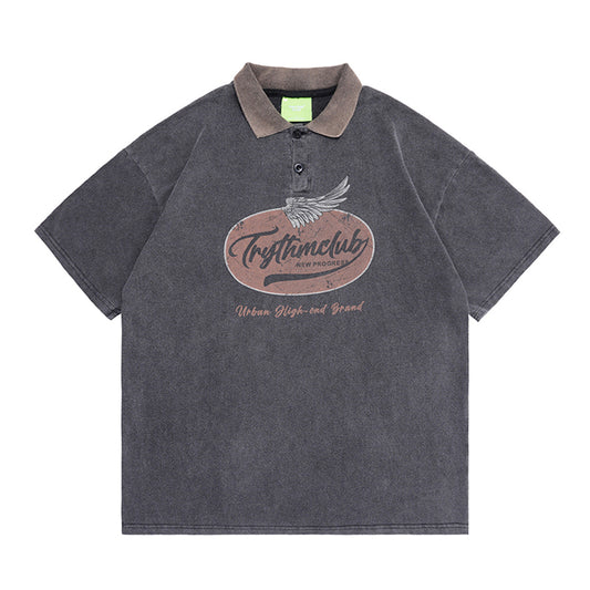 Vintage Washed Cotton Polo Shirts for Men - Summer Tees