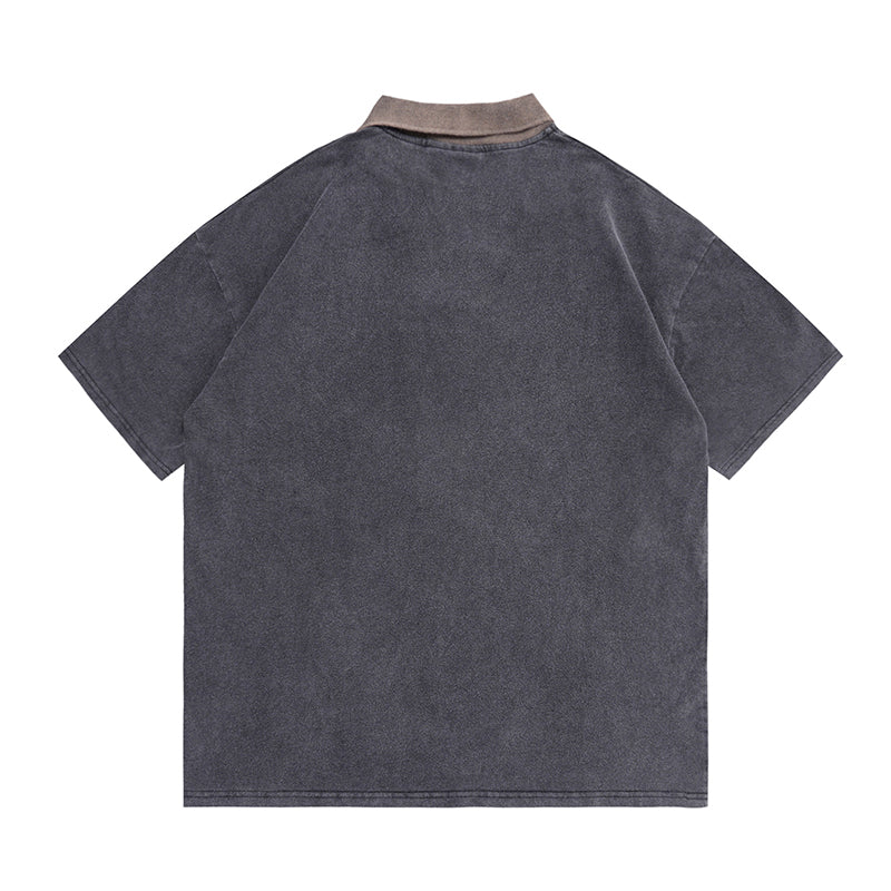 Vintage Washed Cotton Polo Shirts for Men - Summer Tees