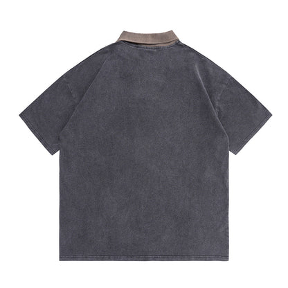 Vintage Washed Cotton Polo Shirts for Men - Summer Tees