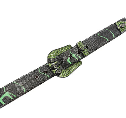Lychee Aura - Leather Belt with Sparkling Alloy Buckle