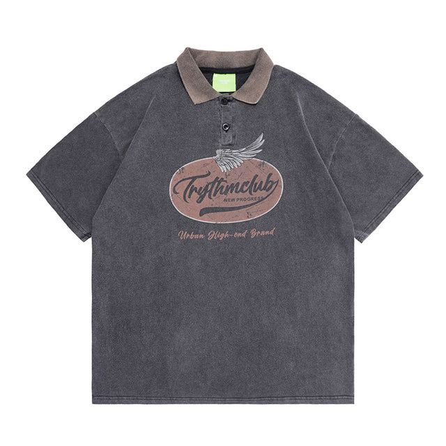 Vintage Washed Cotton Polo Shirts for Men - Summer Tees