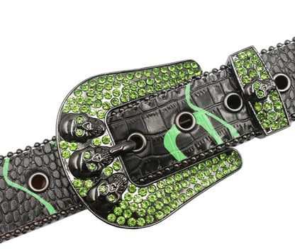 Lychee Aura - Leather Belt with Sparkling Alloy Buckle