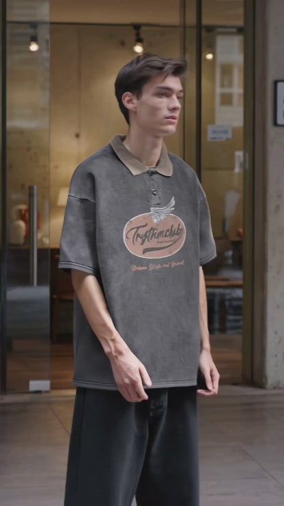Vintage Washed Cotton Polo Shirts for Men - Summer Tees